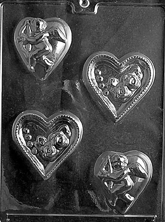 Hearts with Rose / Cupid Chocolate Mould by Home Chocolate Factory - professional pastry and chocolate equipment