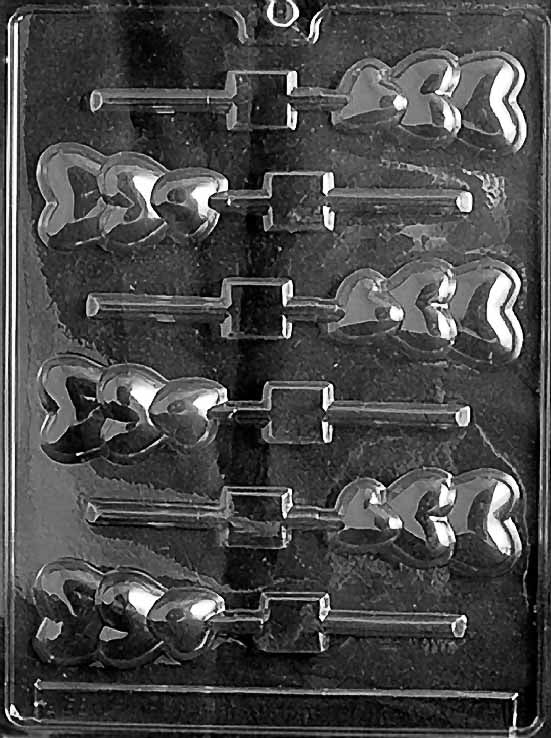Triple Hearts Lollipop Chocolate Mould by Home Chocolate Factory - professional pastry and chocolate equipment