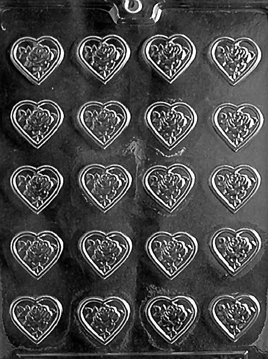 Bite Sized Rose Heart Mint Chocolate Mould by Home Chocolate Factory - professional pastry and chocolate equipment