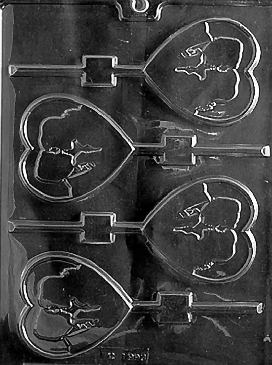 Silhouette Lovers Heart Lollipop Chocolate Mould by Home Chocolate Factory - professional pastry and chocolate equipment