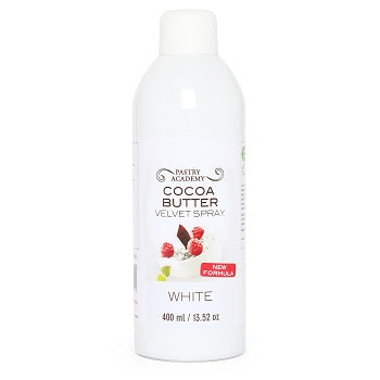 Pastry Academy White Cocoa Butter Velvet Spray – 400ml by Home Chocolate Factory - professional pastry and chocolate equipment