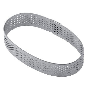 Pavoni Oval Microperforated Stainless Steel Ring- 92mm x 54mm x 20mm by Home Chocolate Factory - professional pastry and chocolate equipment
