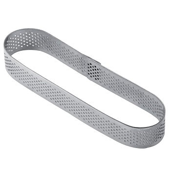 Pavoni Large Oval Microperforated Stainless Steel Ring- 125mm x 30mm x 20mm by Home Chocolate Factory - professional pastry and chocolate equipment