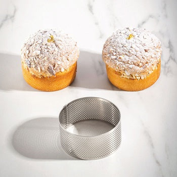 Pavoni Viennoiserie Round Microperforated Stainless Steel Ring- 90mm x 45mm by Home Chocolate Factory - professional pastry and chocolate equipment