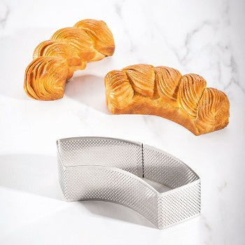 Pavoni Viennoiserie Mezzaluna Microperforated Stainless Steel Ring- 157mm x 50mm x 45mm by Home Chocolate Factory - professional pastry and chocolate equipment