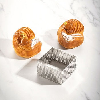 Pavoni Viennoiserie Square Microperforated Stainless Steel Ring- 80mm x 80mm x 45mm by Home Chocolate Factory - professional pastry and chocolate equipment