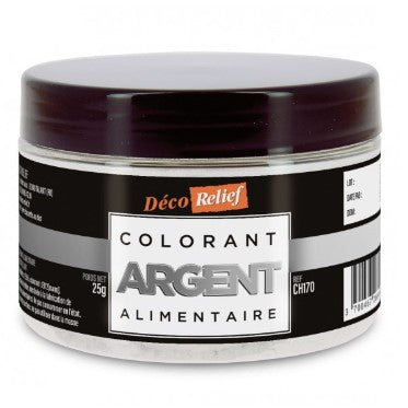 Deco Relief- Metallic Food coloring. Bright Silver 25gr by Home Chocolate Factory - professional pastry and chocolate equipment