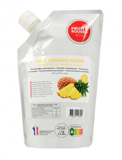 Fruits Rouge Pineapple Puree 10% Sugar - 1kg