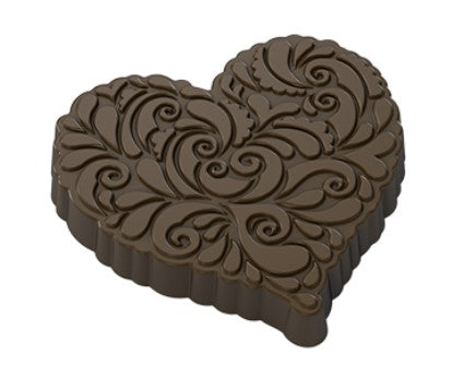 Implast 21g Decorative Heart Polycarbonate Chocolate Mould by Home Chocolate Factory - professional pastry and chocolate equipment