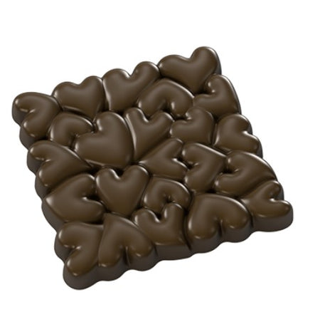 Implast 95mm x 95mm Heart Bar Polycarbonate Chocolate Mould by Home Chocolate Factory - professional pastry and chocolate equipment
