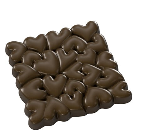 Implast 95mm x 95mm Heart Bar Polycarbonate Chocolate Mould by Home Chocolate Factory - professional pastry and chocolate equipment