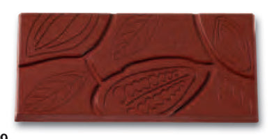 Cabrellon 100 g Cocoa Pod & Leaves Bar Polycarbonate Chocolate Mould by Home Chocolate Factory - professional pastry and chocolate equipment