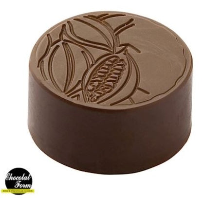 Chocolat Form Cocoa Pod Pattern Round Praline Polycarbonate Chocolate Mould by Home Chocolate Factory - professional pastry and chocolate equipment