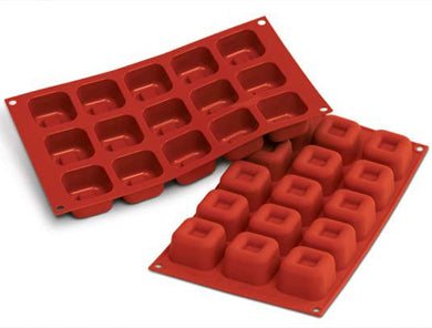 Silikomart SF081 Medium Square Savarin Professional Silicon Mould by Home Chocolate Factory - professional pastry and chocolate equipment