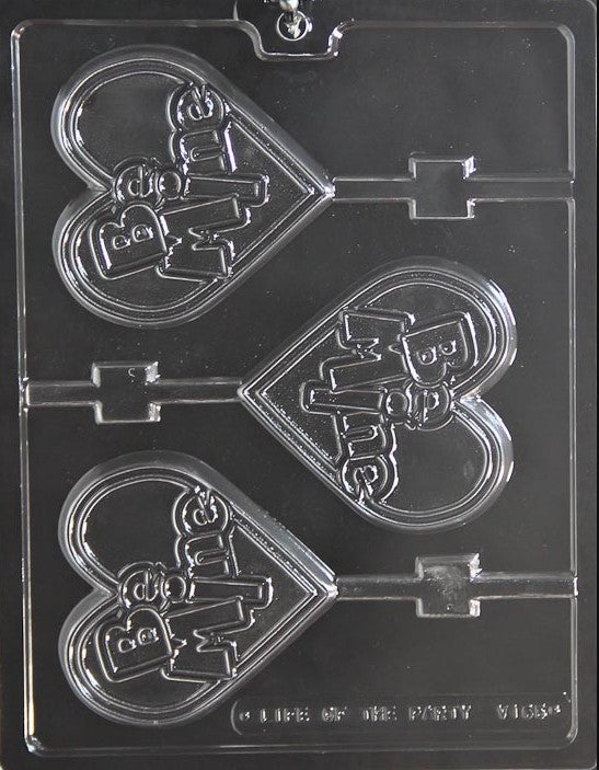 Be Mine Large Heart Lollipop Chocolate Mould by Home Chocolate Factory - professional pastry and chocolate equipment