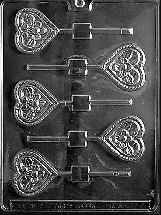 Flower Heart Lollipop Chocolate Mould by Home Chocolate Factory - professional pastry and chocolate equipment