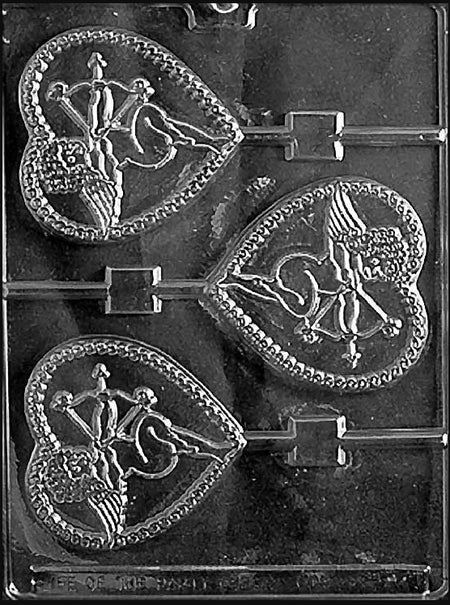 Large Cupid Heart Lollipop Chocolate Mould by Home Chocolate Factory - professional pastry and chocolate equipment